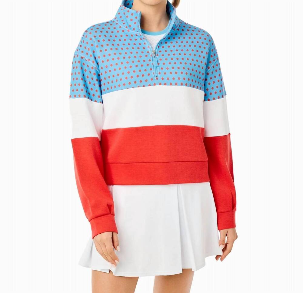 NEW ADDISON BAY jv quarter zip sweatshirt in ruby vintage suns